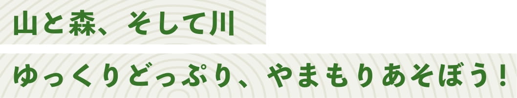 山と森、そして川 ゆっくりどっぷり やまもりあそぼう！